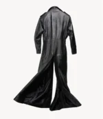 Abrigo de cuero tipo croco largo negro ICONO 13 Barmont estilo gabán con cinturón