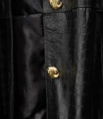 Abrigo de cuero tipo croco largo negro ICONO 13 Barmont estilo gabán con cinturón