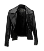 Chaqueta de cuero corta negra ICONO 12 Barmont con botones metalicos