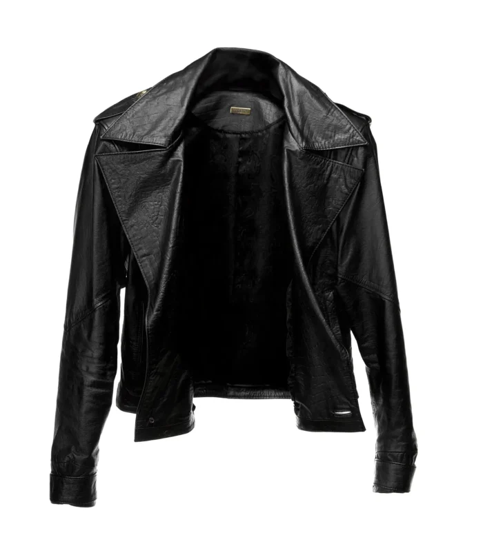 Chaqueta de cuero corta negra ICONO 12 Barmont con botones metalicos