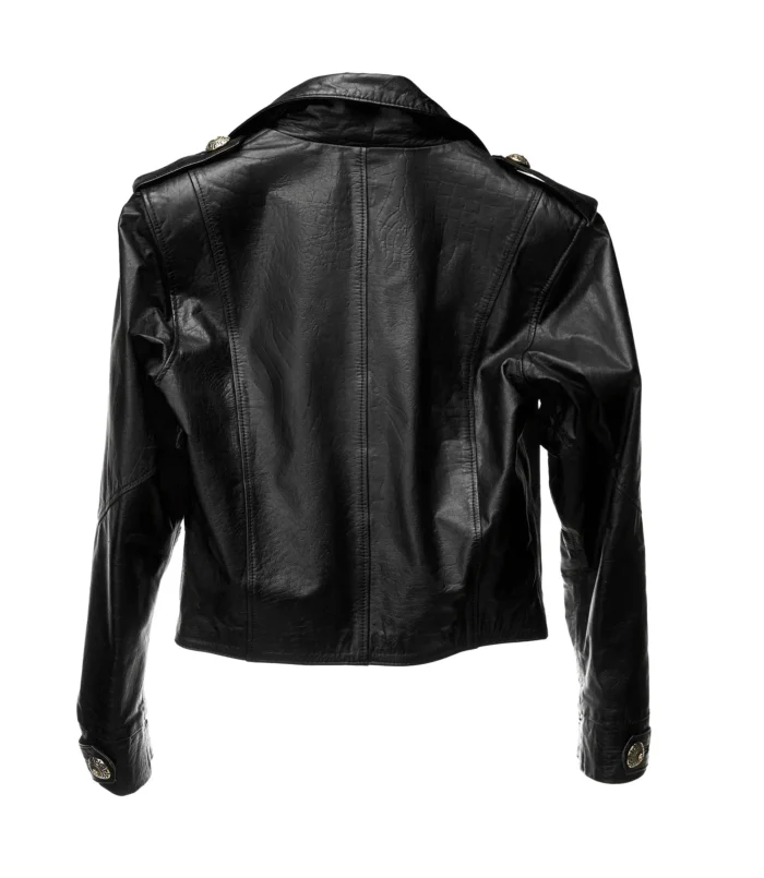 Chaqueta de cuero corta negra ICONO 12 Barmont con botones metalicos