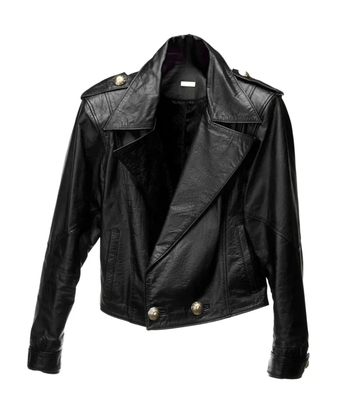 Chaqueta de cuero corta negra ICONO 12 Barmont con botones metalicos