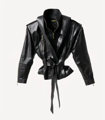 Chaqueta Cuero Textura Croco Oversize icono 9