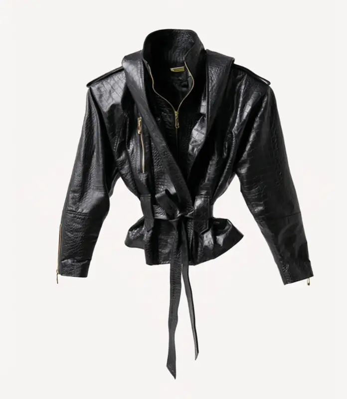 Chaqueta Cuero Textura Croco Oversize icono 9