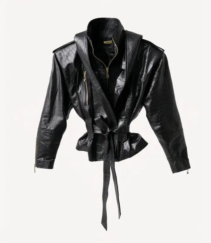 Chaqueta Cuero Textura Croco Oversize icono 9