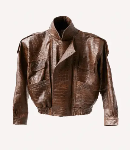 Chaqueta aviador en cuero marrón icono 13