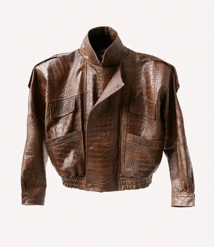 Chaqueta aviador en cuero marrón icono 13
